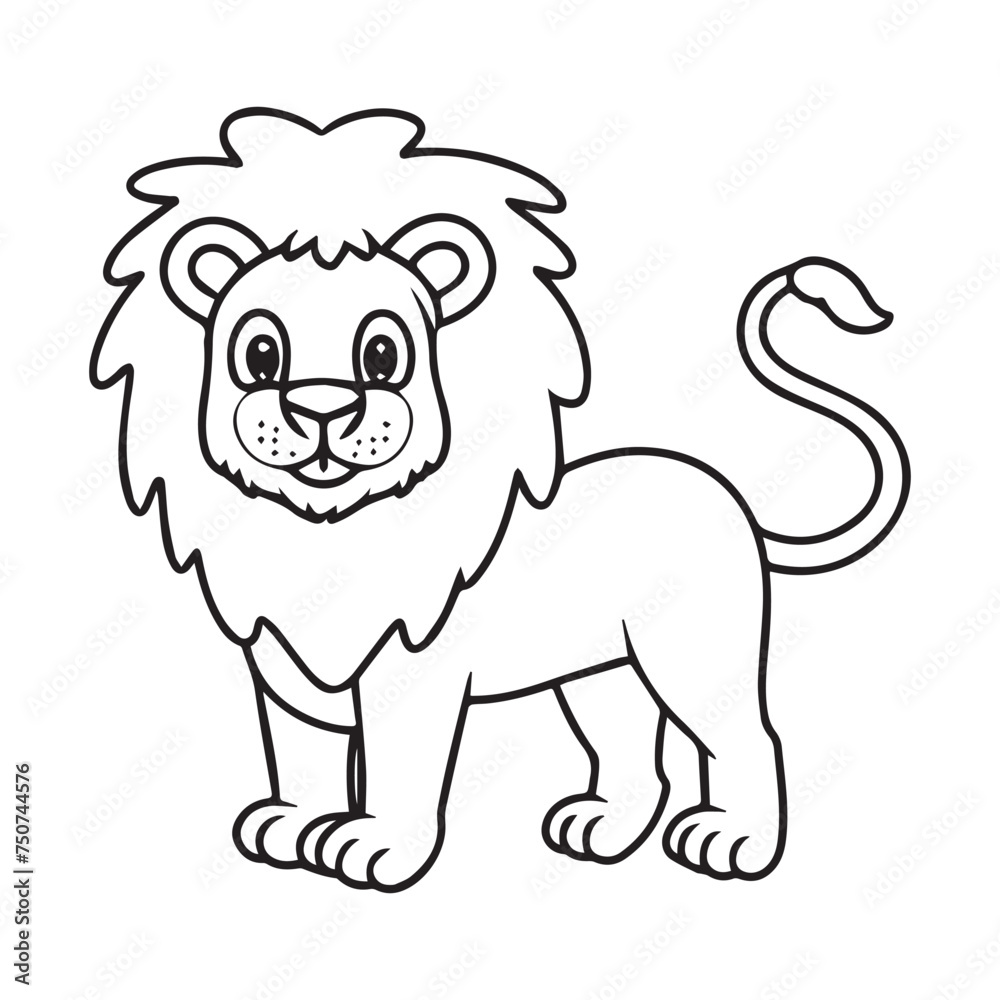 Fototapeta premium cartoon style cute white lion