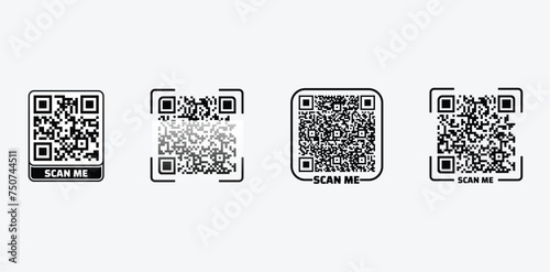 Scan QR code icon. Digital scanning qr code. QR code scan for smartphone. QR code for payment. Scan QR code symbol - stock vector.