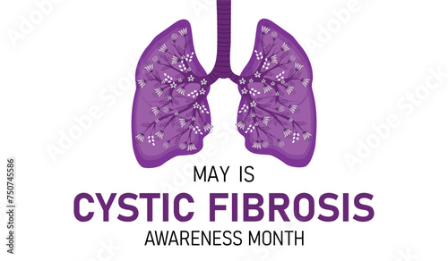 Cystic Fibrosis awareness month banner. Horizontal illustration with lungs.