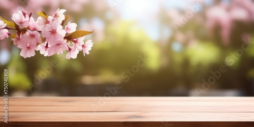 Wooden Table With Vase of Pink Flowers