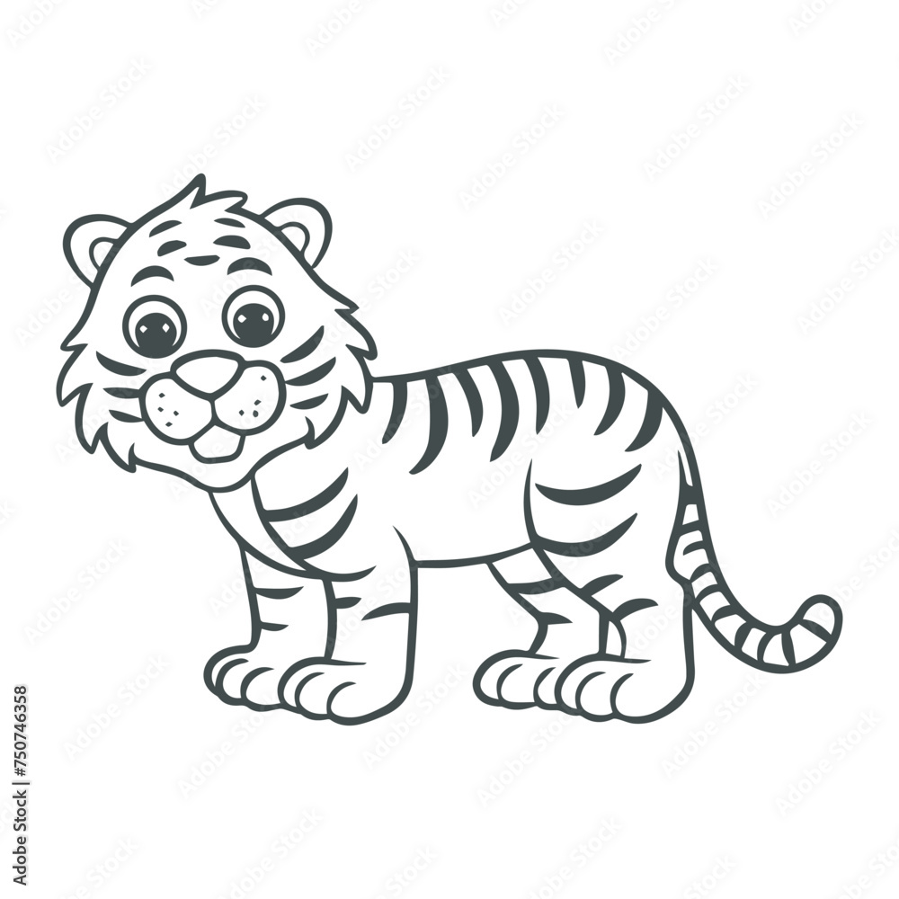 Fototapeta premium cartoon style cute white tiger