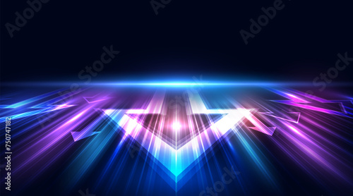 Modern abstract arrows. High-speed technology movement. Dynamic motion on blue background. Movement futuristic pattern for banner or poster. Vector EPS10. photo