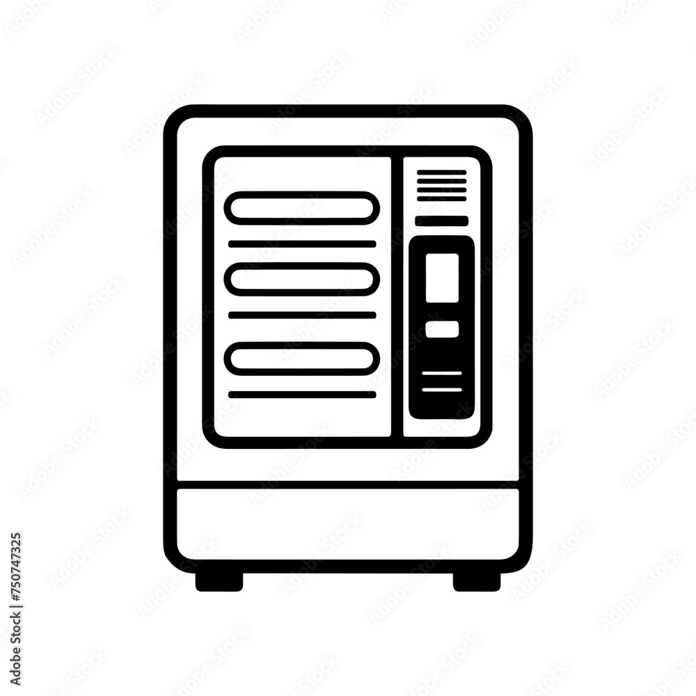 Vending machine outline icon. Vending machine with snacks and drinks. Vending machine outline icon. Vending machine with snacks and drinks.