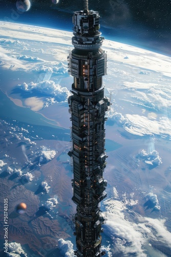 Geostationary Space Station Connected by Space Elevator: A New Era of Earth-to-Orbit Transportation photo