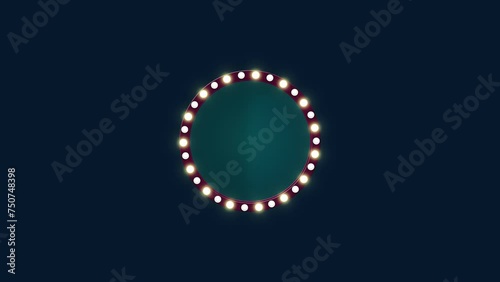 Frame and gold light contour style on a transparent background. Led light board sign retro. Bright golden light bulbs frame for banner or signboard template. Perfect for casino style games and beyond. photo