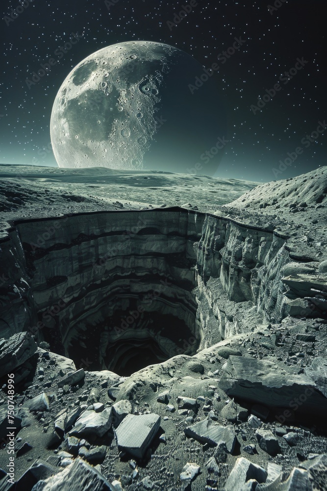 Fototapeta premium State-of-the-Art Quantum Computing on the Moon: Crater-Based Facility for Universe Simulation and Problem Solving