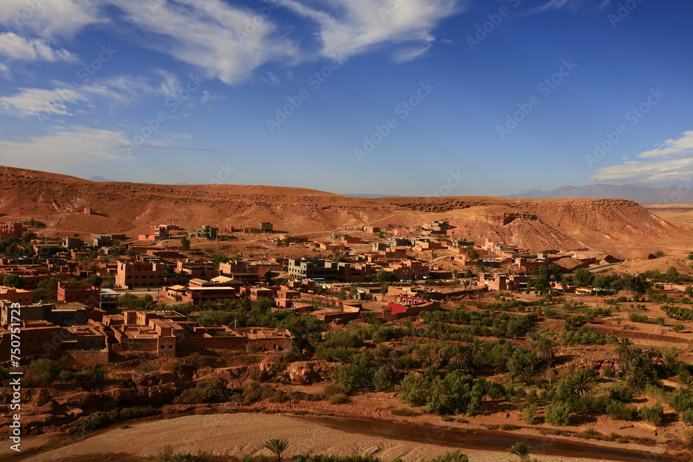 View from the Aït Benhaddou located along the former caravan route between the Sahara and Marrakesh in Morocco