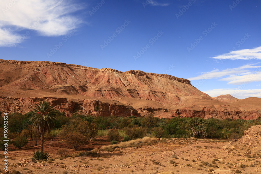 View on a mountain in the High Atlas which is a mountain range in central Morocco, North Africa, the highest part of the Atlas Mountains