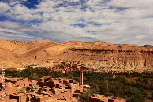 View on a tsar in the High Atlas which is a mountain range in central Morocco, North Africa, the highest part of the Atlas Mountains