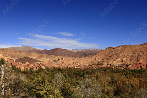 View on a mountain in the High Atlas which is a mountain range in central Morocco  North Africa  the highest part of the Atlas Mountains