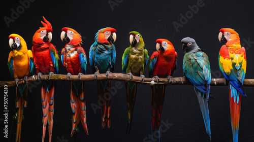 Avian Brilliance: Exotic Birds Against a Dark Sky
