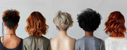Textured Layered Bob Haircuts: Highlighting the Back for Added Detail a compilation of diverse individuals sporting textured layered bob haircuts with an emphasis on the back. Concept Bob Haircuts photo