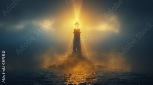 Lighthouse Standing in the Middle of Water photo