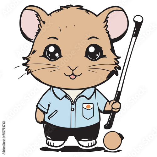 illustrate a kawaii style, cartoon style, sticker type black outline, full body Hamsters and with the following 