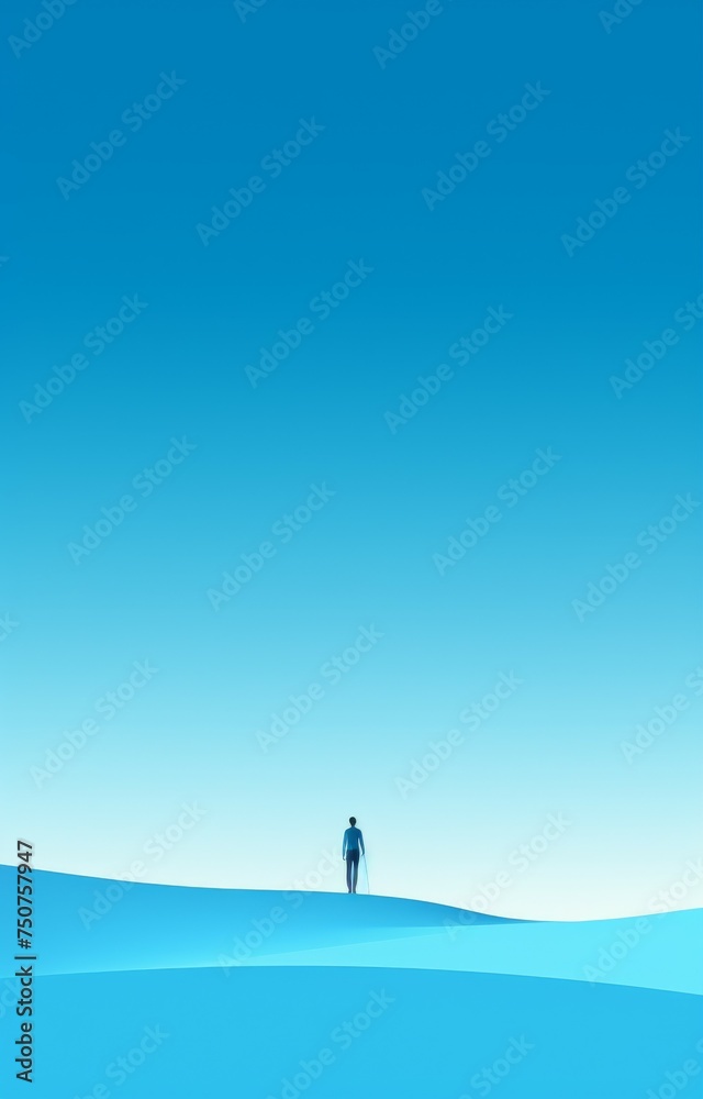 Person Standing in Desert Under Blue Sky