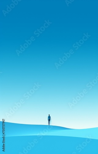 Person Standing in Desert Under Blue Sky