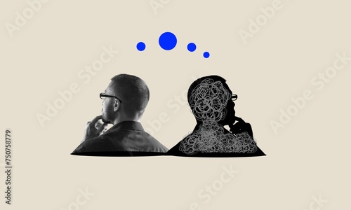 Fotografía Creative collage of depressed man upset