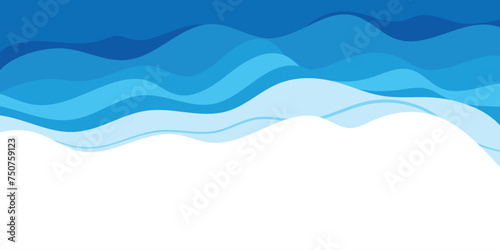 Blue gradient fluid liqid flowing wave abstract background, 3d papercut style design.