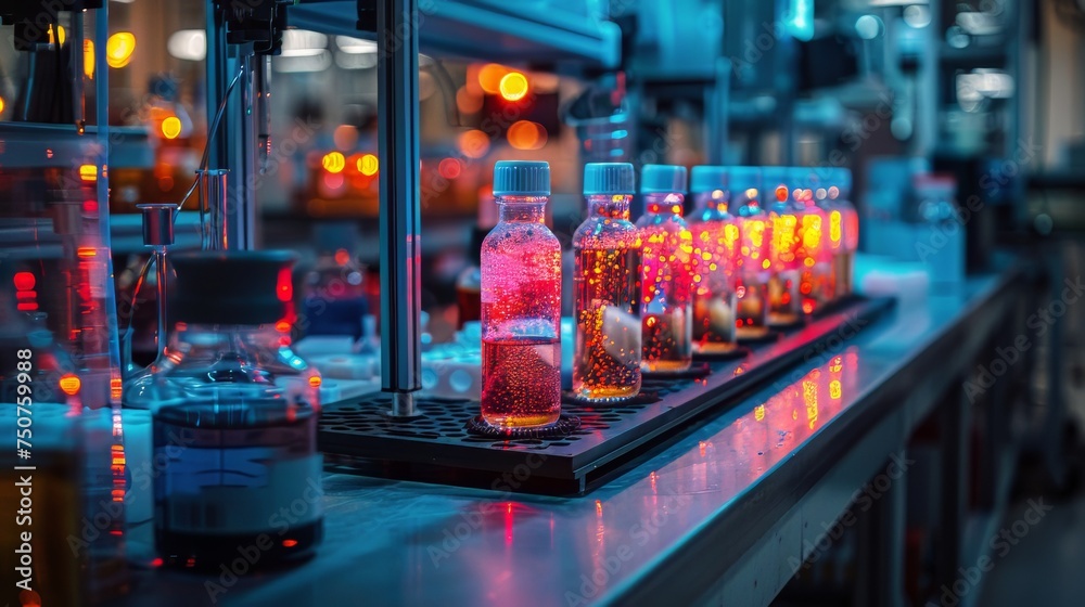 Laboratory Filled With Test Tubes Containing Liquid