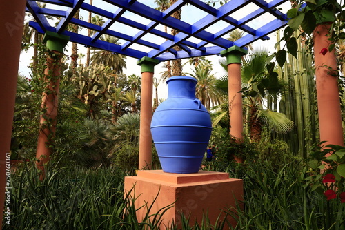 The Majorelle Garden  is a one-hectare botanical garden and artist's landscape garden in Marrakech, Morocco. photo