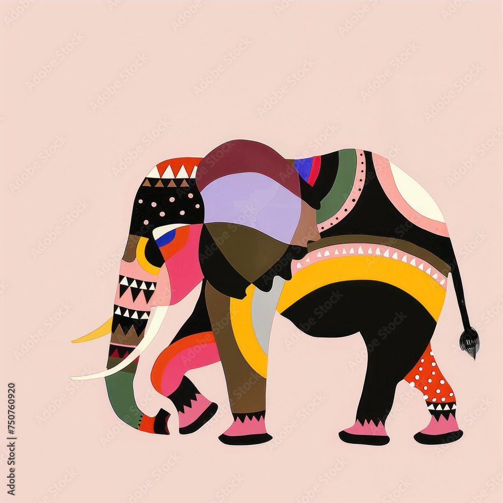 Fototapeta premium Stylized elephant Illustration in minimalistic style