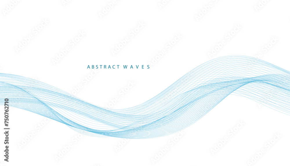Abstract vector background with blue wavy lines. Blue wave background. Blue lines vector illustration. Curved wave. Abstract wave element for design.