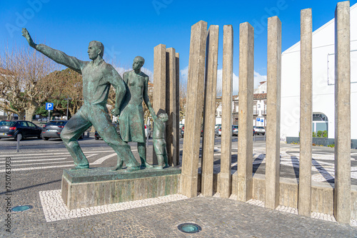 Monument in honor of the Azorean emigrant on an avenue in Ponta Delgada-Sao Miguel-Açores-Portugal.3-3-2024 photo
