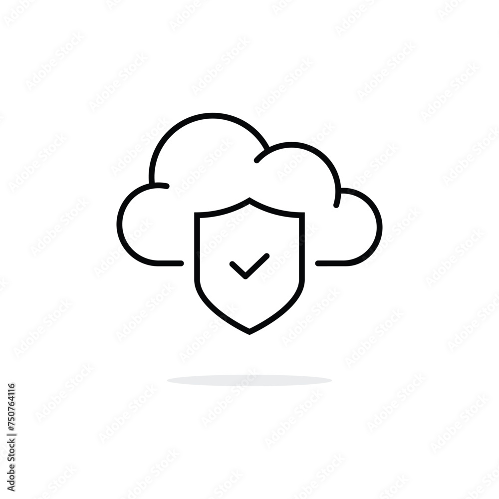 data secure icon like thin line cloud with shield. linear trend modern database support logo graphic stroke design web element isolated on white. concept of easy file protection or firewall badge data secure icon like thin line cloud with shield. linear trend modern database support logo graphic stroke design web element isolated on white. concept of easy file protection or firewall badge