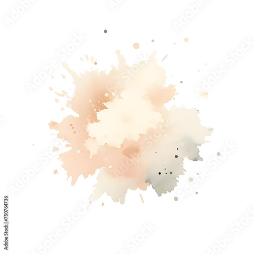 watercolor splash in pink and gold on a gray background. The loose brushstrokes create a sense of movement. The soft colors and gold accent make it elegant.