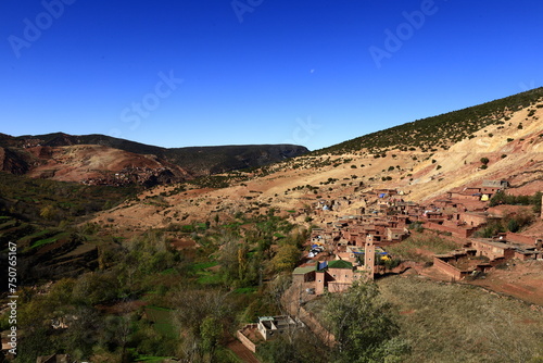 View on a mountain in the High Atlas which is a mountain range in central Morocco, North Africa, the highest part of the Atlas Mountains