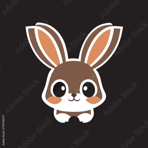 a rabbit logo, the smallest flat vector logo,, with no realistic photo details, vector illustration kawaii