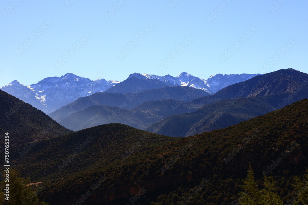 Fototapeta premium View on a mountain in the High Atlas which is a mountain range in central Morocco, North Africa, the highest part of the Atlas Mountains