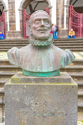 bust in honor of Luis Vaz de Camões, Ponta Delgada-São Miguel-Açores-Portugal.3-3-2024 photo