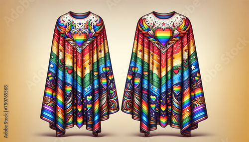 Colorful Celebration of Diversity with Rainbow-Themed Cloak and Symbols