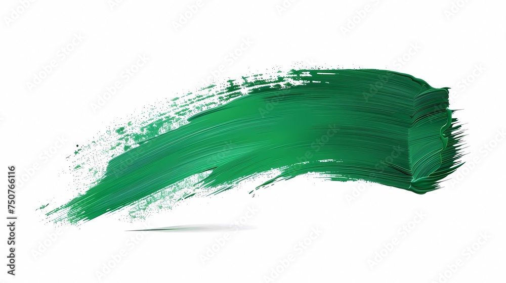 Abstract green paint brush stroke isolated on white background, Generative AI illustrations.
