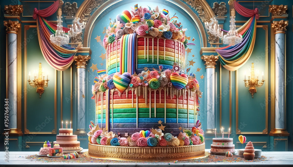 Vibrant Rainbow Layer Cake Celebrating LGBT Pride and Joy