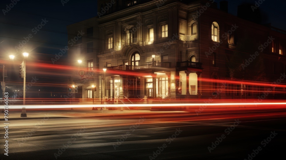 Landscape background big city at night,architecture and car speed on the road, 