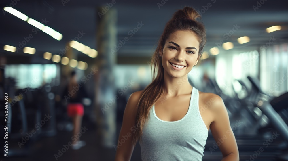 Beautiful woman wearing sportswear in the gym, woman with sports and health Beautiful woman wearing sportswear in the gym, woman with sports and health