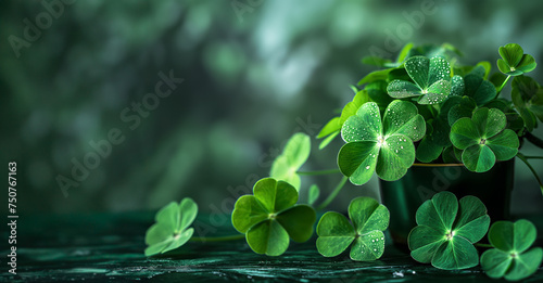 March 17, Shamrocks To Celebrate St. Patrick's Day with Green Glory.  Poster Or Wallpaper For Your Design.