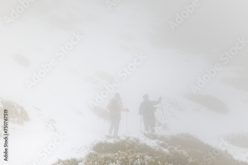 mountain landscape in the Sierra de Guadarrama of Madrid covered by fog photo
