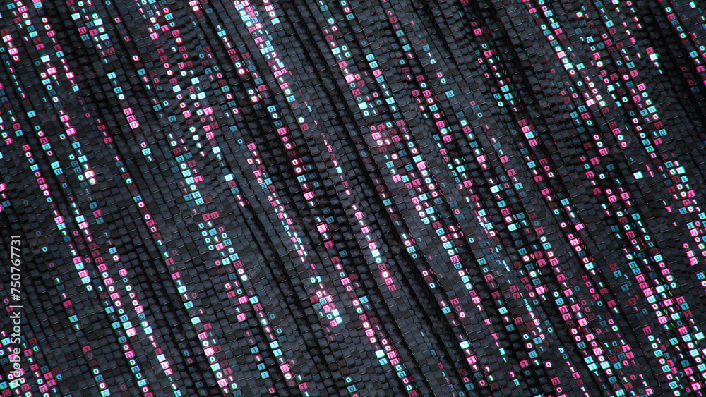 Digital binary code 3D rendering Digital binary code 3D rendering