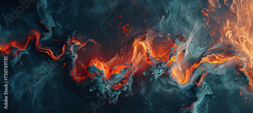 Abstract Black and White Flames on Dark Background