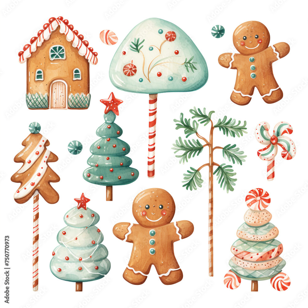 christmas cookies and candies in scandinavian boho style, cartoon, kids illustration сreated with Generative Ai christmas cookies and candies in scandinavian boho style, cartoon, kids illustration сreated with Generative Ai
