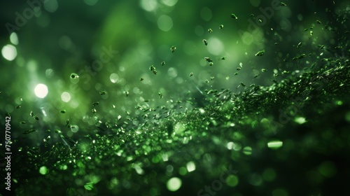 background for graphics,Glittering green particles. 