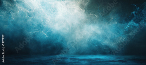 Mystical Blue Smoke on Dark Abstract Background
