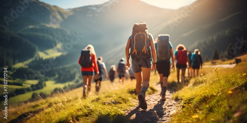 People hiking in a beautiful nature landscape enjoying the great outdoors. Concept Hiking, Nature, Outdoor Adventure, Landscape Beauty, Enjoying Outdoors