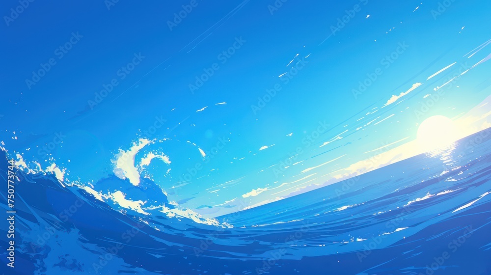 Obraz premium Sunlit Swell , Majestic Ocean Wave on a Sunny Day