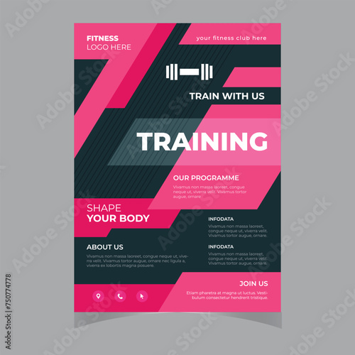 Vector layout template design for sports event, companies or any business related. Poster design with abstract shapes.GYM / Fitness Flyer template with grunge shapes. vector