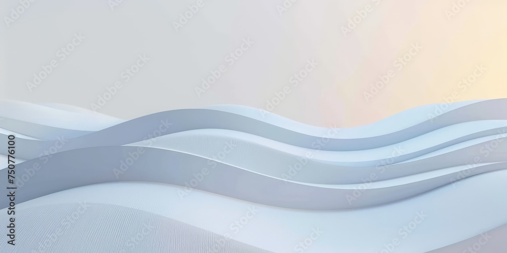 Obraz premium Computer-generated depiction of a wave made of white material, moving dynamically with undulating shapes and textures.