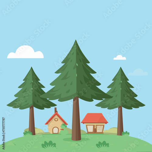 Different type of vector pine tree design vector illustration  (ID: 750777787)